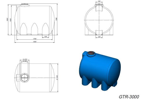 Емкость GTR 3000 КАС красная