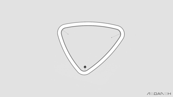 Треугольный светильник TRIANGOLO SOFT PRO M 6000K 54W, корпус черный