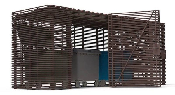 Контейнерная площадка для ТБО «МАФ - 6» с хозблоком 4,3 м (2 контейнера)